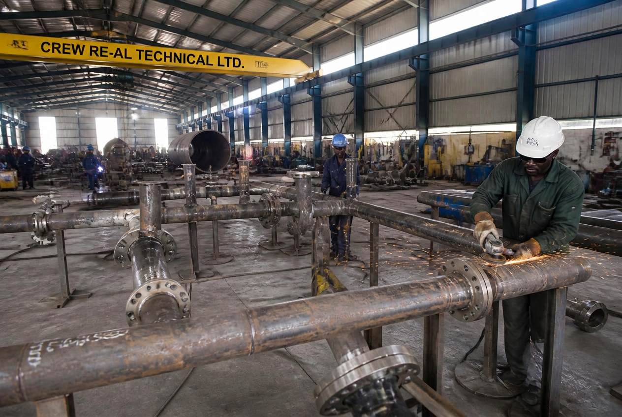 Crew Re-al Technical Limited fabrication yard in Port Harcourt