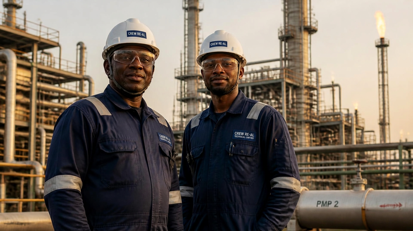 Crew Re-al engineering team on site in Nigeria
